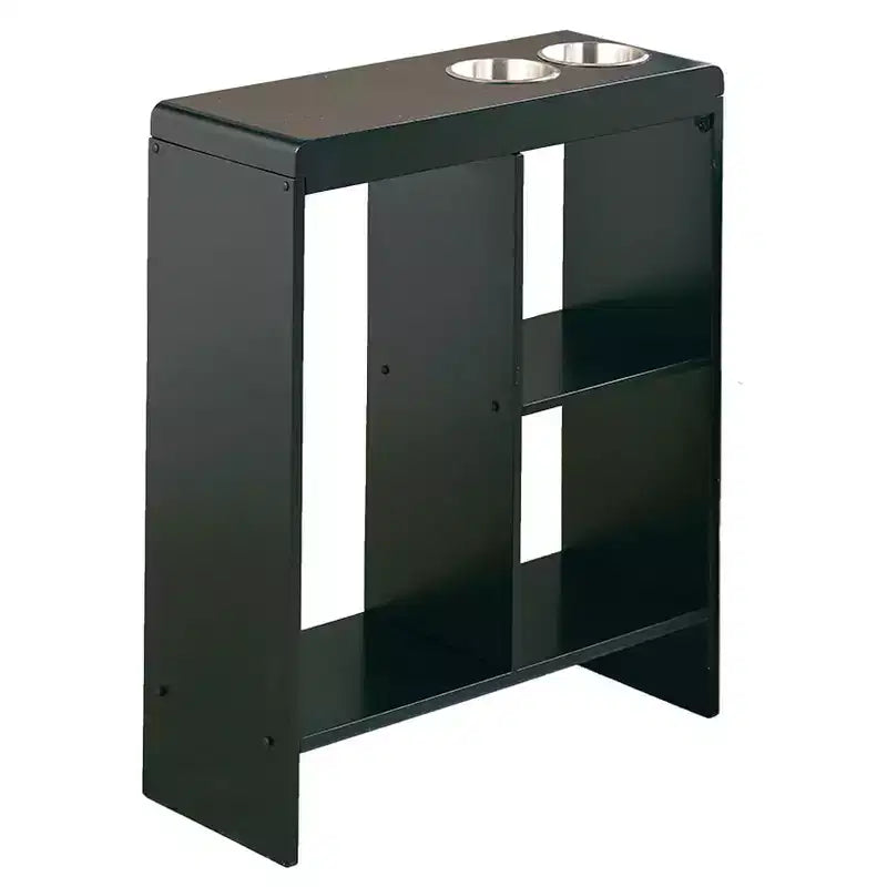 Tavolino Marrone con Portabicchieri e Ripiani, 1 Persona