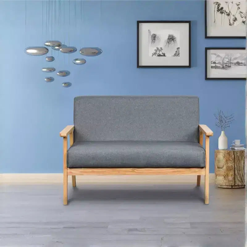 GDFStudio Irene Modern 45 Wooden Linen Upholstered Loveseat