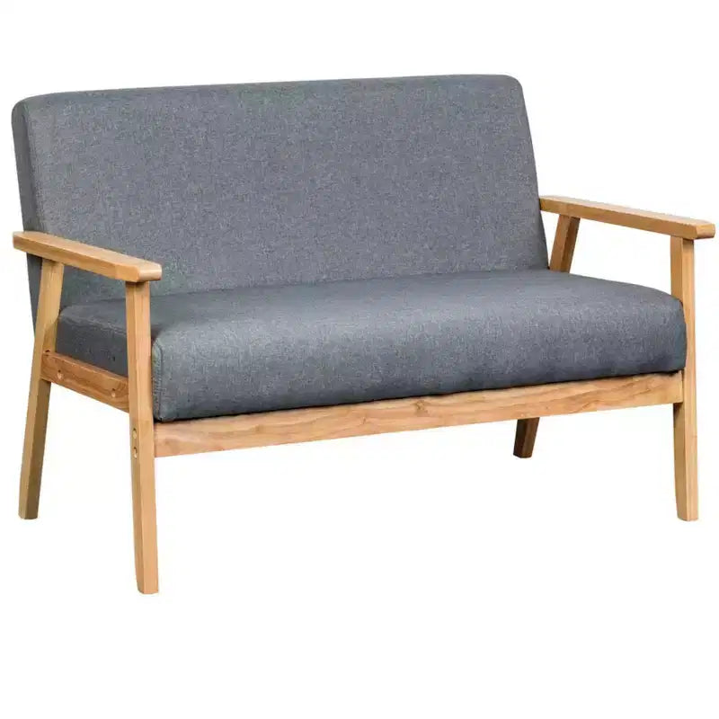 Divanetto Moderno di Metà Secolo in Lino Beige per 2 persone
