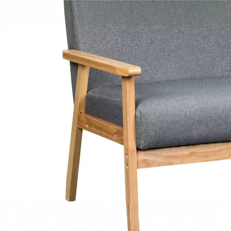 Divanetto Moderno di Metà Secolo in Lino Beige per 2 persone