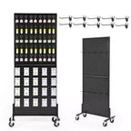 Espositore a pioli da pavimento a 2 pannelli in bianco/nero con ruote, singolo utilizzatore