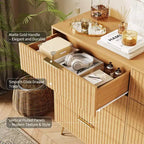 Cassettiera a 8 cassetti con scanalature, Nero/Naturale/Rosa/Bianco, Contenitore in legno per 1