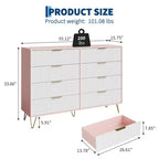 Cassettiera a 8 cassetti con scanalature, Nero/Naturale/Rosa/Bianco, Contenitore in legno per 1