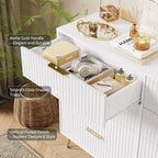Cassettiera a 8 cassetti con scanalature, Nero/Naturale/Rosa/Bianco, Contenitore in legno per 1