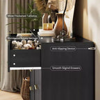 Cassettiera a 8 cassetti con scanalature, Nero/Naturale/Rosa/Bianco, Contenitore in legno per 1