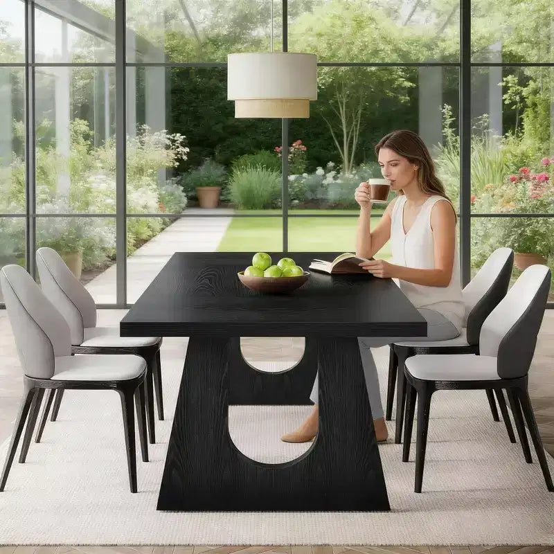 Tavolo da pranzo rettangolare nero, 6-8 posti