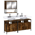 Mobile bagno sospeso 3 pezzi in rovere nero/fumé, per un utente