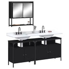 Mobile bagno sospeso 3 pezzi in rovere nero/fumé, per un utente