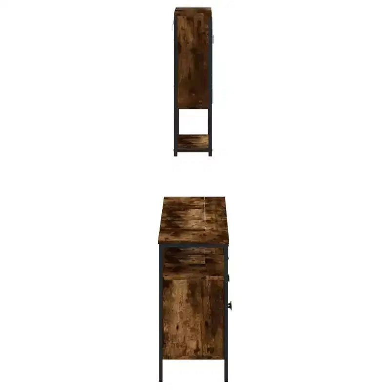 Mobile bagno sospeso 3 pezzi in rovere nero/fumé, per un utente
