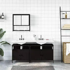 Mobile bagno sospeso 3 pezzi in rovere nero/fumé, per un utente