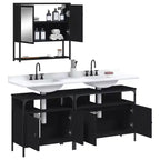 Mobile bagno sospeso 3 pezzi in rovere nero/fumé, per un utente