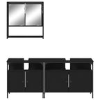 Mobile bagno sospeso 3 pezzi in rovere nero/fumé, per un utente