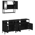 Mobile bagno sospeso 3 pezzi in rovere nero/fumé, per un utente
