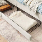 Divano-Letto in Velluto Beige/Nero con 2 Cassetti Sotto Letto, Singolo/Matrimoniale, 1–2 Persone