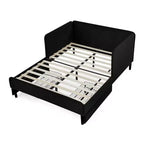 Divano-Letto in Velluto Beige/Nero con 2 Cassetti Sotto Letto, Singolo/Matrimoniale, 1–2 Persone