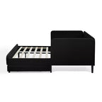 Divano-Letto in Velluto Beige/Nero con 2 Cassetti Sotto Letto, Singolo/Matrimoniale, 1–2 Persone