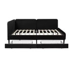 Divano-Letto in Velluto Beige/Nero con 2 Cassetti Sotto Letto, Singolo/Matrimoniale, 1–2 Persone