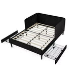 Divano-Letto in Velluto Beige/Nero con 2 Cassetti Sotto Letto, Singolo/Matrimoniale, 1–2 Persone
