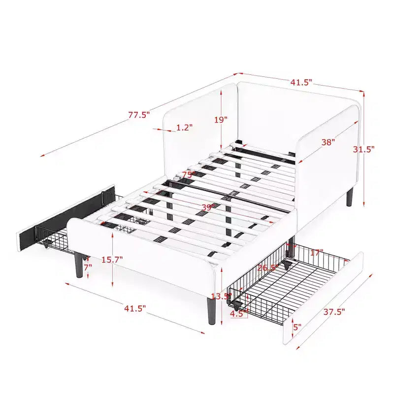 Divano-Letto in Velluto Beige/Nero con 2 Cassetti Sotto Letto, Singolo/Matrimoniale, 1–2 Persone