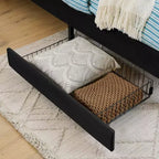 Divano-Letto in Velluto Beige/Nero con 2 Cassetti Sotto Letto, Singolo/Matrimoniale, 1–2 Persone