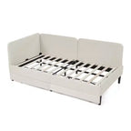 Divano-Letto in Velluto Beige/Nero con 2 Cassetti Sotto Letto, Singolo/Matrimoniale, 1–2 Persone