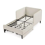 Divano-Letto in Velluto Beige/Nero con 2 Cassetti Sotto Letto, Singolo/Matrimoniale, 1–2 Persone