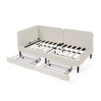 Divano-Letto in Velluto Beige/Nero con 2 Cassetti Sotto Letto, Singolo/Matrimoniale, 1–2 Persone
