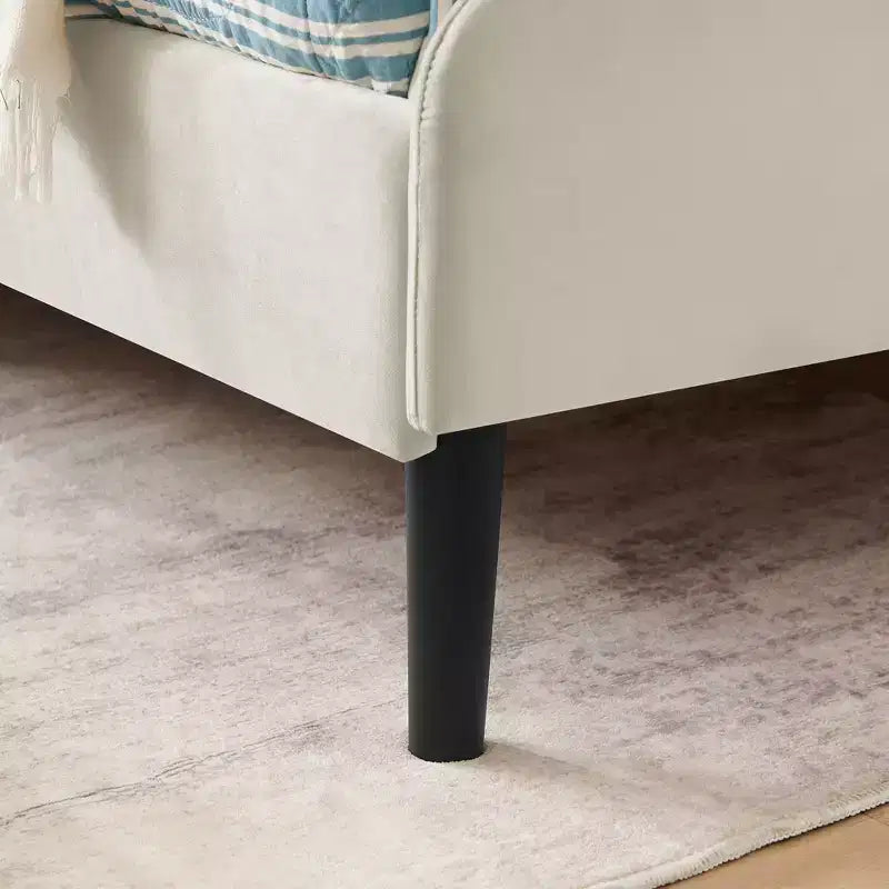 Divano-Letto in Velluto Beige/Nero con 2 Cassetti Sotto Letto, Singolo/Matrimoniale, 1–2 Persone