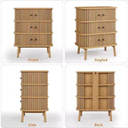 Mobile con ante scorrevoli in rovere naturale, credenza contenitore a 3 scomparti per 1