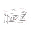 Panca Contenitore Transizionale Marrone Fumé, Stile Shaker, 2 Posti, 112 cm L