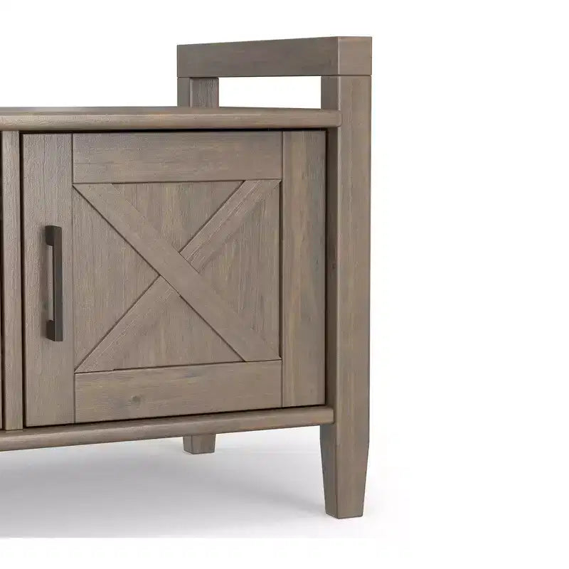 Panca Contenitore Transizionale Marrone Fumé, Stile Shaker, 2 Posti, 112 cm L