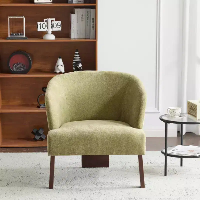 Poltrona d'Appoggio Senza Braccioli in Tessuto Beige, Schienale Rotondo, Seduta Singola
