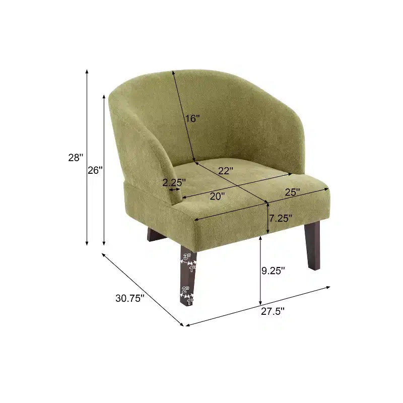 Poltrona d'Appoggio Senza Braccioli in Tessuto Beige, Schienale Rotondo, Seduta Singola