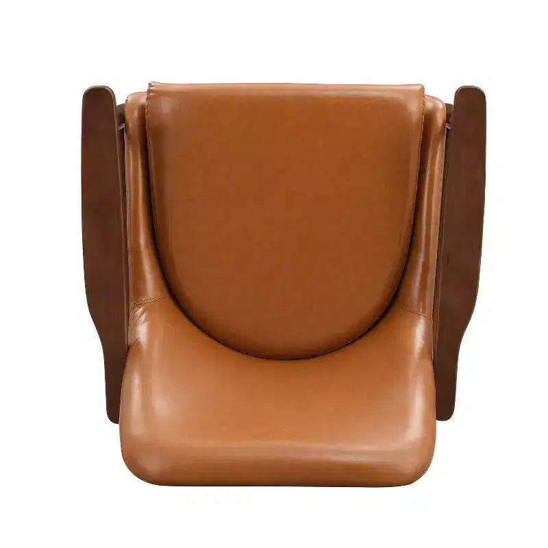 Poltrona accent senza braccioli marrone cognac, in similpelle, stile Mid-Century, posto singolo