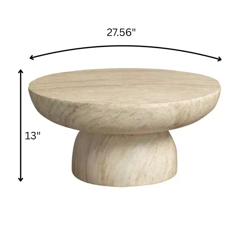 Tavolino da caffè rotondo a piedistallo beige, da interno ed esterno, per 1 persona