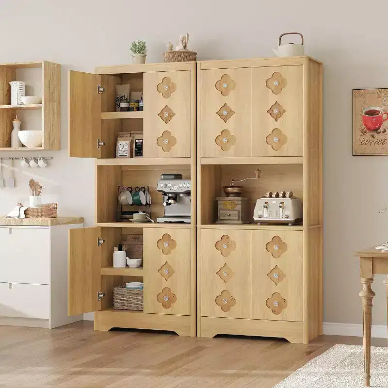 Dispensa autoportante alta 72" con anta intagliata e maniglia in cristallo – Marrone / Rovere / Bianco, Monoutente