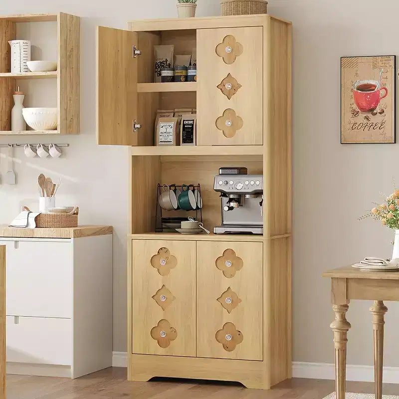 Dispensa autoportante alta 72" con anta intagliata e maniglia in cristallo – Marrone / Rovere / Bianco, Monoutente