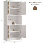 Dispensa autoportante alta 72" con anta intagliata e maniglia in cristallo – Marrone / Rovere / Bianco, Monoutente