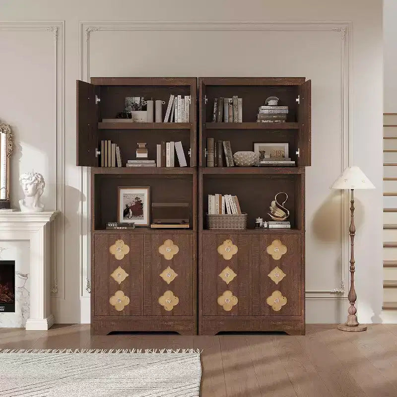Dispensa autoportante alta 72" con anta intagliata e maniglia in cristallo – Marrone / Rovere / Bianco, Monoutente