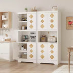 Dispensa autoportante alta 72" con anta intagliata e maniglia in cristallo – Marrone / Rovere / Bianco, Monoutente