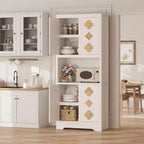 Dispensa autoportante alta 72" con anta intagliata e maniglia in cristallo – Marrone / Rovere / Bianco, Monoutente