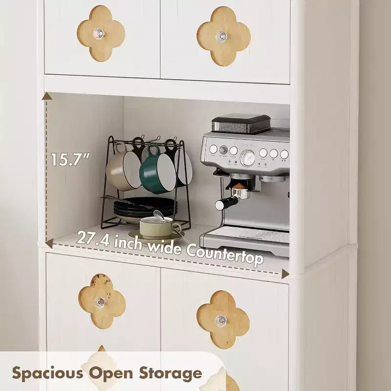 Dispensa autoportante alta 72" con anta intagliata e maniglia in cristallo – Marrone / Rovere / Bianco, Monoutente