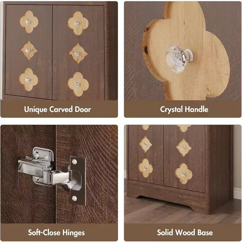 Dispensa autoportante alta 72" con anta intagliata e maniglia in cristallo – Marrone / Rovere / Bianco, Monoutente