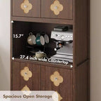 Dispensa autoportante alta 72" con anta intagliata e maniglia in cristallo – Marrone / Rovere / Bianco, Monoutente