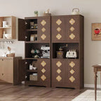 Dispensa autoportante alta 72" con anta intagliata e maniglia in cristallo – Marrone / Rovere / Bianco, Monoutente