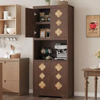 Dispensa autoportante alta 72" con anta intagliata e maniglia in cristallo – Marrone / Rovere / Bianco, Monoutente