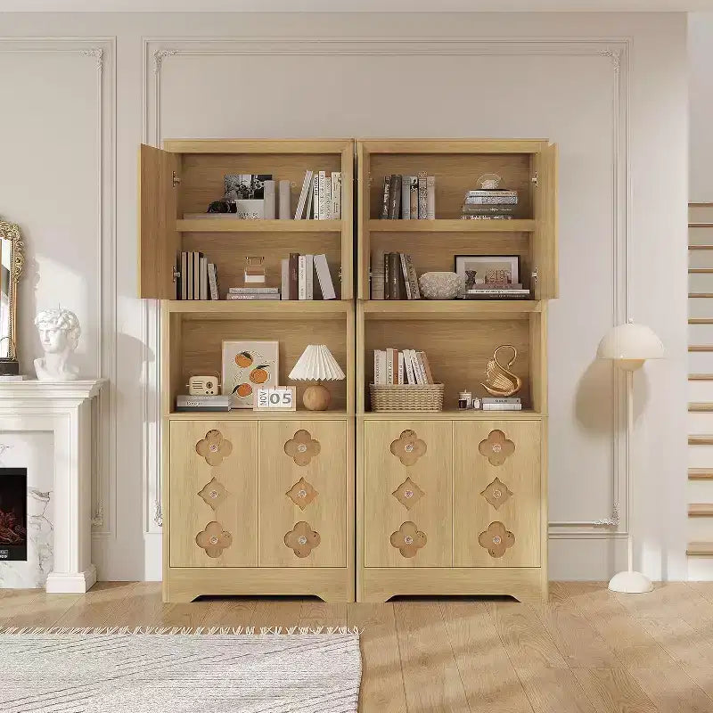 Dispensa autoportante alta 72" con anta intagliata e maniglia in cristallo – Marrone / Rovere / Bianco, Monoutente