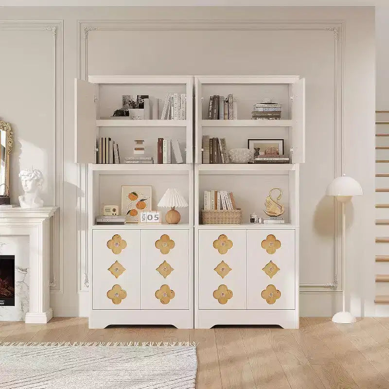 Dispensa autoportante alta 72" con anta intagliata e maniglia in cristallo – Marrone / Rovere / Bianco, Monoutente