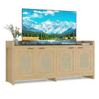 Mid Century Modern TV Stand for 65 Inch TV, Modern Entertainment Center with Storage Cabinet & 4 Doors, 59 Inch Console Table for Living Room