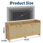 Mobile TV Mid-Century in Noce Marrone, Consolle a 4 Ante, Adatto per TV fino a 65"